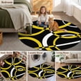 thumbnail image 5 of Round Area Rugs Collection 8 Ft, Yellow Geometric Non-Slip Residential Carpet, Modern Abstract Simple Lines Black Indoor Crawling Mats Runner Rugs for Living Room/Dining Room/Bedroom, 5 of 8
