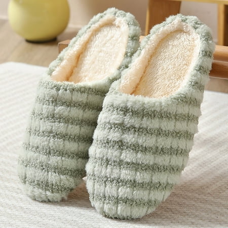 

Krdevn Unisex Slipper Slides Memory Foam Fluffy Soft Warm House Slippers Anti-Skid Cozy Plush for Indoor Outdoor -Green 45