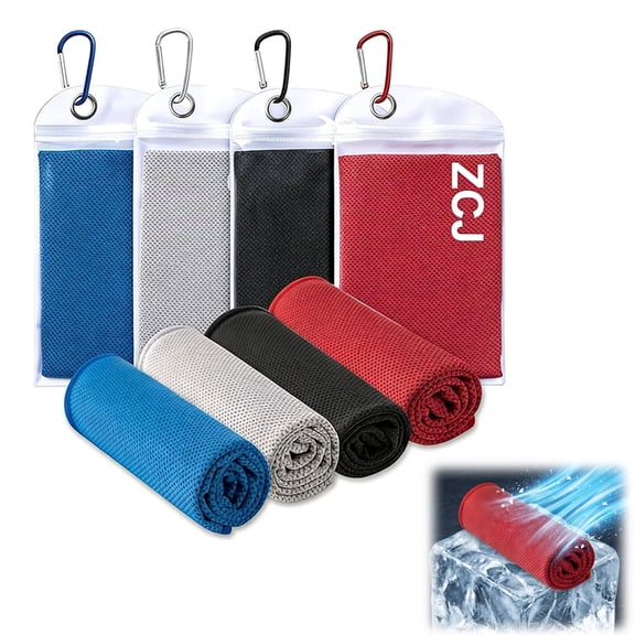 Cooling Towel 4 Pack (40"x12") – Ice Towel for Neck, Soft Breathable Microfiber Chilly Towel for Yoga Sport Running Gym Camping