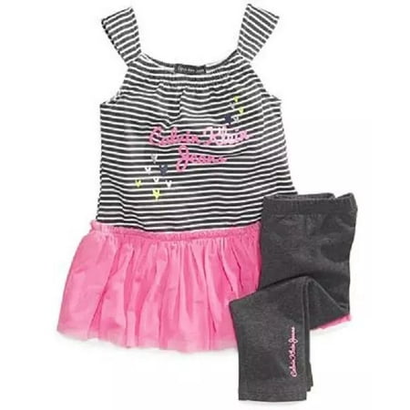 Calvin Klein Girl's Set Top & Capri pink gray sz 2T