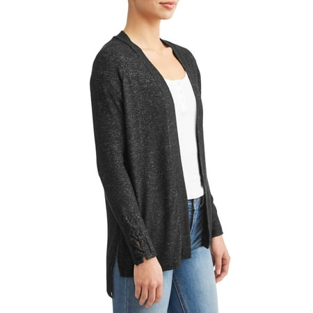 Women's Cozy Cardigan with Lace Cuff Detail