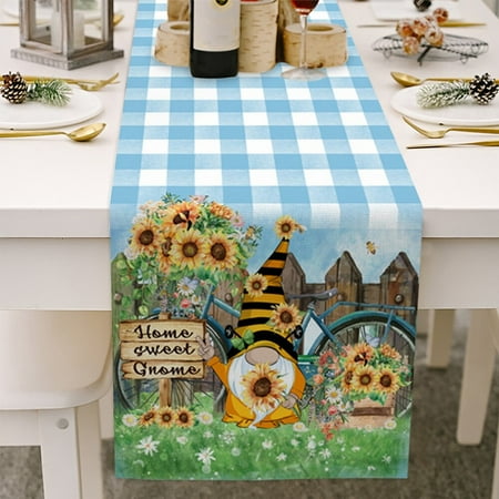 

Monfince 13x70 Inch Cotton Linens Table Runner Dresser Vintage Sunflower Bee Rectangle Tablecloths for Rustic Farmhouse Home Banquet Dining Summer Holidays Decor