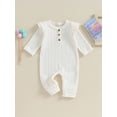 thumbnail image 2 of Bagilaanoe Newborn Baby Girl Boys Fall Jumpsuit Long Sleeve Bodysuit 3M 6M 12M 18M Infant Fall One Piece Romper, 2 of 8