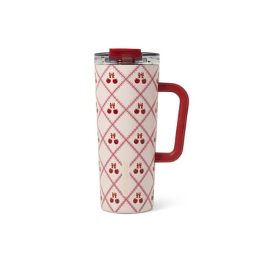 Thyme & Table 24oz Stainless Steel Luna Tumbler with Handle and Dual Straw Lid, Lace