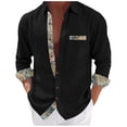 thumbnail image 3 of Eryao Men's Casual Long Sleeve Button Down Shirt Fall Lightweight Beach Wedding Shirts with Pocket,Black,XXL, 3 of 7