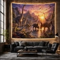 thumbnail image 6 of Dinosaurs Around a Watering Hole at Sunset, Majestic Illustration for Dinosaur Lovers, Prehistoric Wall Art, Birthday Gift, Tapestry Wall Hanging for Playroom and Dorm, 6 of 7
