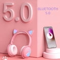 thumbnail image 3 of Cateissary Auriculares Bluetooth que brillan intensamente lindo LED oreja de gato pata niñas regalo niños auriculares inalámbricos estéreo HIFI bajo Cables de audio/vídeo Violeta en caja, 3 of 8