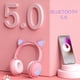 thumbnail image 5 of Methold Auriculares Bluetooth que brillan intensamente lindo LED oreja de gato pata niñas regalo niños auriculares inalámbricos estéreo HIFI bajo Cables de audio/vídeo Verde en caja, 5 of 6