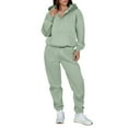 thumbnail image 3 of Efsteb Women 2 Piece Outfits Hoodie Sweatsuits Set Casual Sweatpants Long Sleeve Sweatshirt Matching Joggers Tracksuit Sets (Green,M), 3 of 8