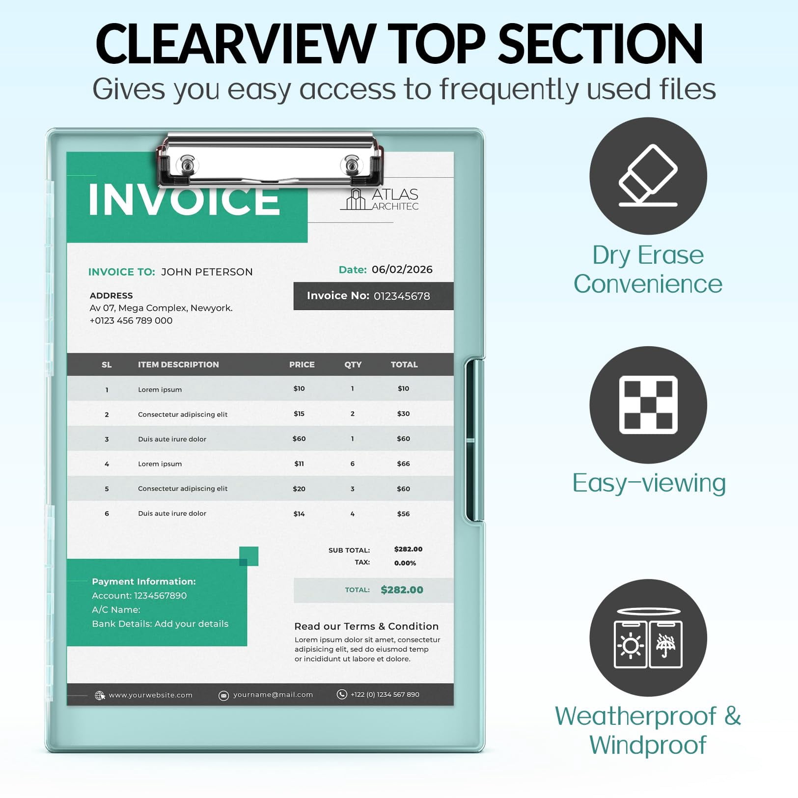 Clipboard With Storage  Heavy Duty Cleaview Clip Boards 8.5x11 Dual Dry Erase Plastic High Capacity Clipboards Folder For Teacher Nurse School & Office Supplies
