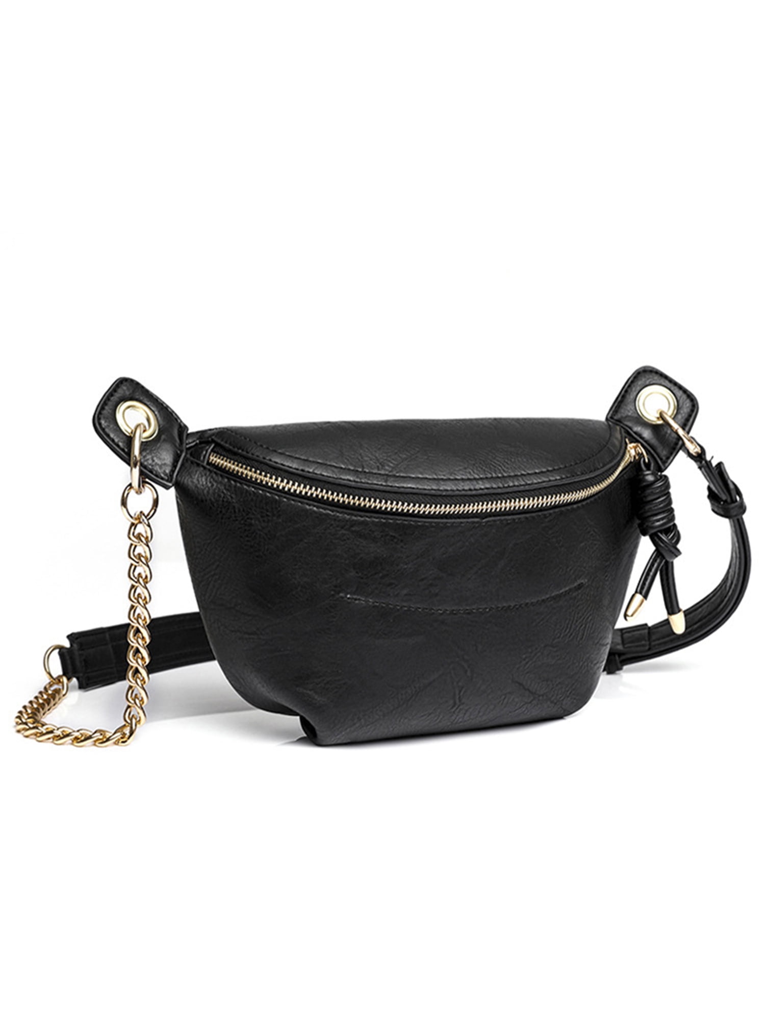 UKAP Ladies Vintage Zipper Chest Bags Women Chain Bum Pack PU Leather Portable Travel Crossbody