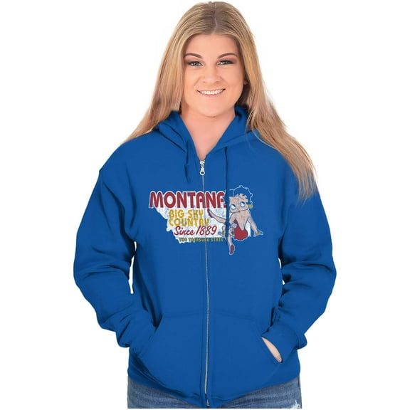 Montana MT State Pride Betty Boop Women Plus Size Zipper Hoodie Brisco Brands 2X
