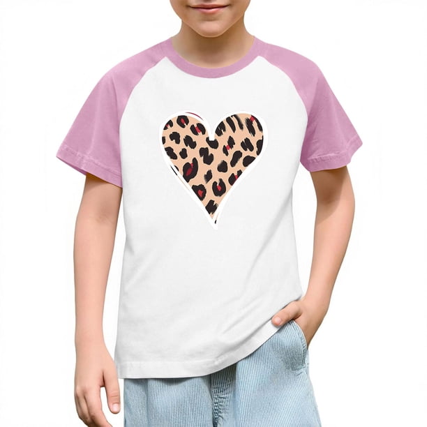 Blusas y camisas de manga corta con cuello redondo para niños y niñas, blusa de manga corta con estampado de cuello redondo