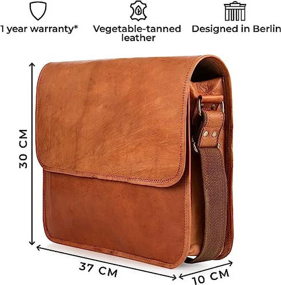 PRASTARA Leather Messenger Bag Ghent, Briefcase for Men and Women