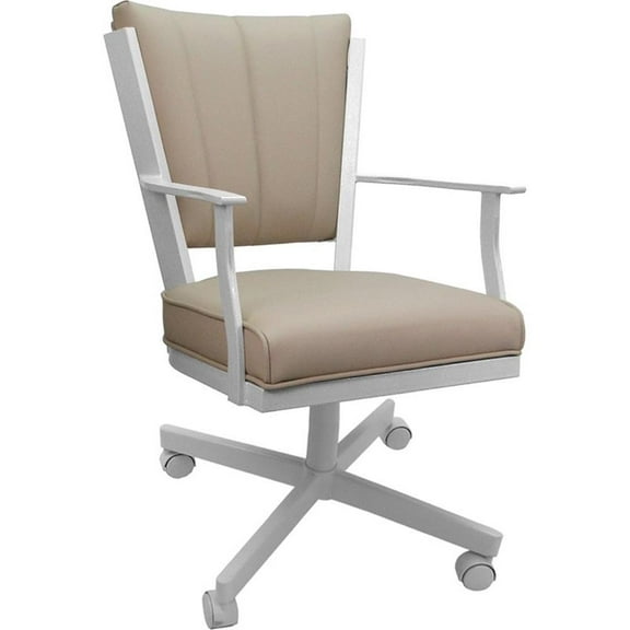 Leather Montana Dining Caster Chair Swivel Tilt - Tan on White