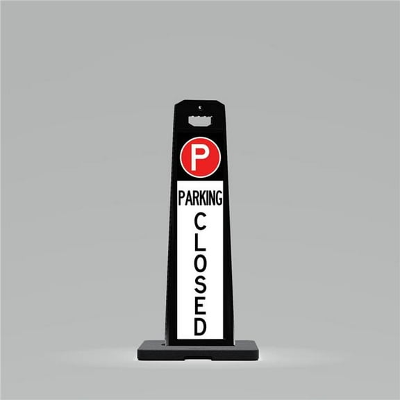Plasticade by UVP UV4109-BK-PRK2 Outdoor Standing Panel sign with 9 lbs. weighted Base with PARKING CLOSED on two sides.