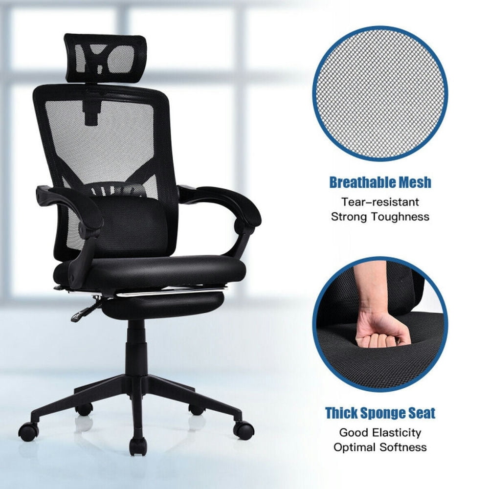 Demi Bonn High Back Office Recliner Chair with Adjustable Headrest and Footrest, Rolling Work Computer Desk Chair for Home, Bedroom, Study, Blue