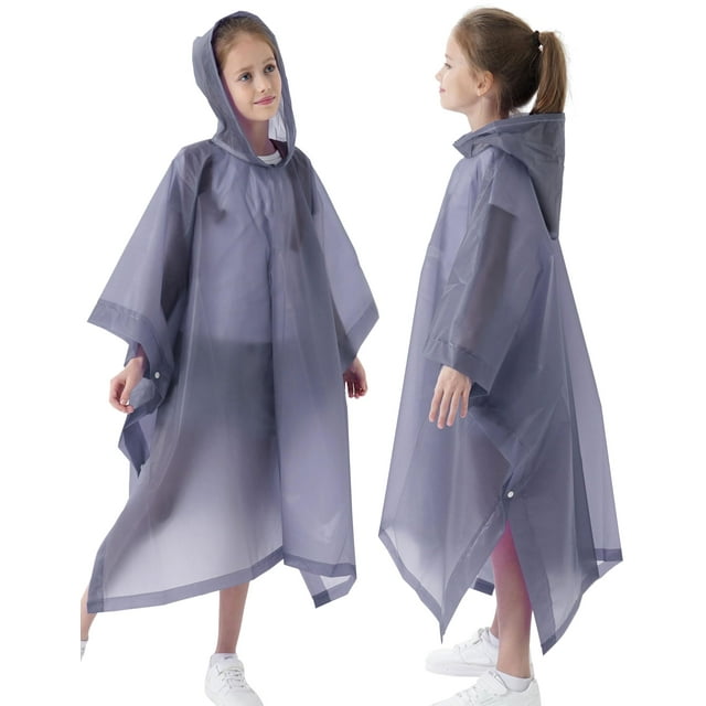 Poncho de Pluie pour Enfants Imperméable Réutilisable Imperméable en EVA Taille Unique Manteaux de Pluie pour Enfants