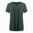 thumbnail image 5 of Towmus Plus Size Tops For Women Loose Casual Solid Color Pullover V Neck Short Sleeve Summer Tshirts Comfy Tees, 5 of 5