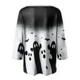 thumbnail image 4 of YDFCWXW Women's V-Neck Halloween Print T-Shirt - 3/4 Sleeve Casual Gothic Tee for Spooky Season Light Gray, XXL, 4 of 5