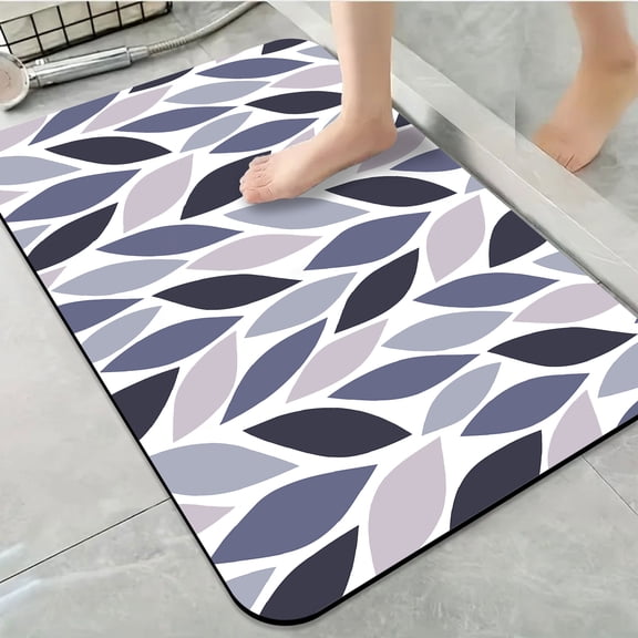 1pc Purple and Grey Leaf Pattern Bathroom Rug Bathroom Decor and Accessories- Durable,Anti Slip,And Quick Drying,Suitable For Indoor/outdoor Use - Perfect For Bathrooms,Bedrooms,Kitchens