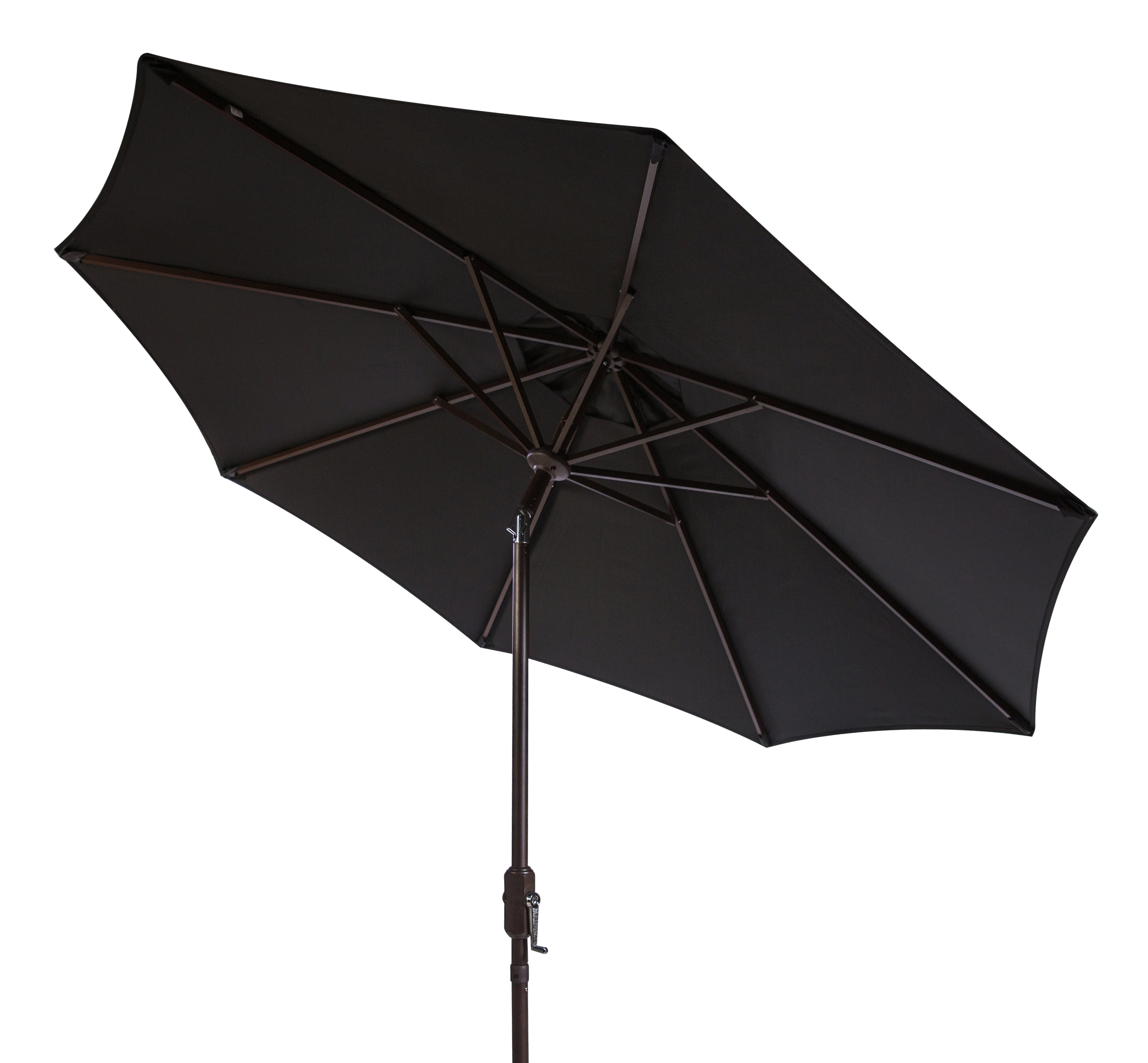 Safavieh Ortega 9' Market Crank Auto Tilt Patio Umbrella, Black