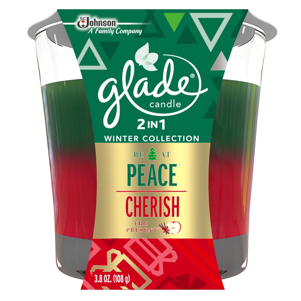 Glade Candle, 2 in 1 Be At Peace & Cherish The Present, 3.8 oz