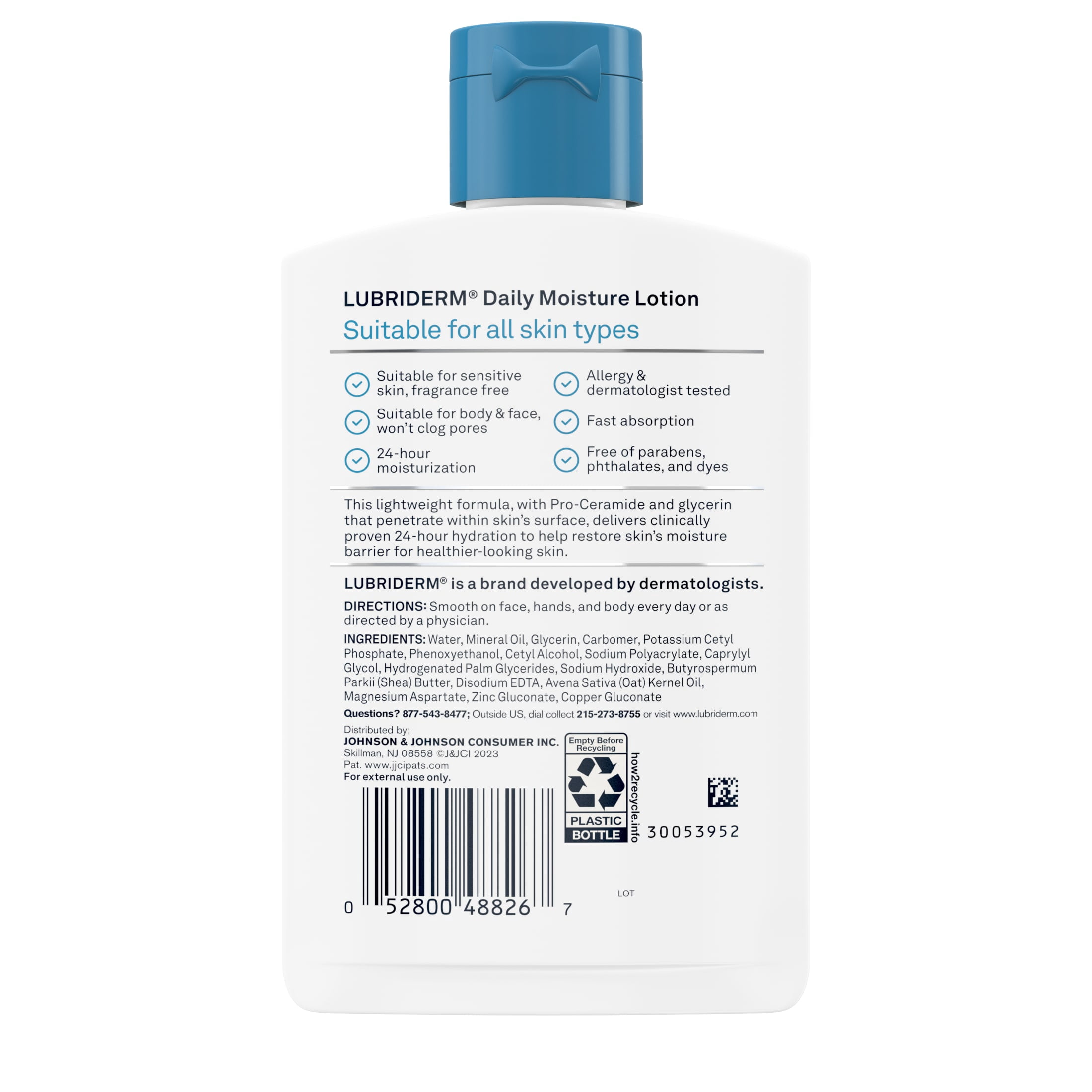 Lubriderm Unscented Daily Moisture Lotion + Pro-Ceramide, 6 fl. oz