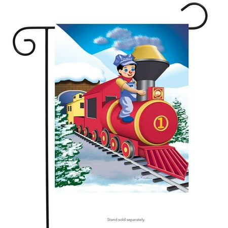 Polar Express Winter Garden Flag Snow Covered Train Tree Holiday 12  x 18