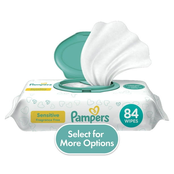 Pampers Sensitive Baby Wipes 1X Flip-Top Pack 84 Wipes (Select for More