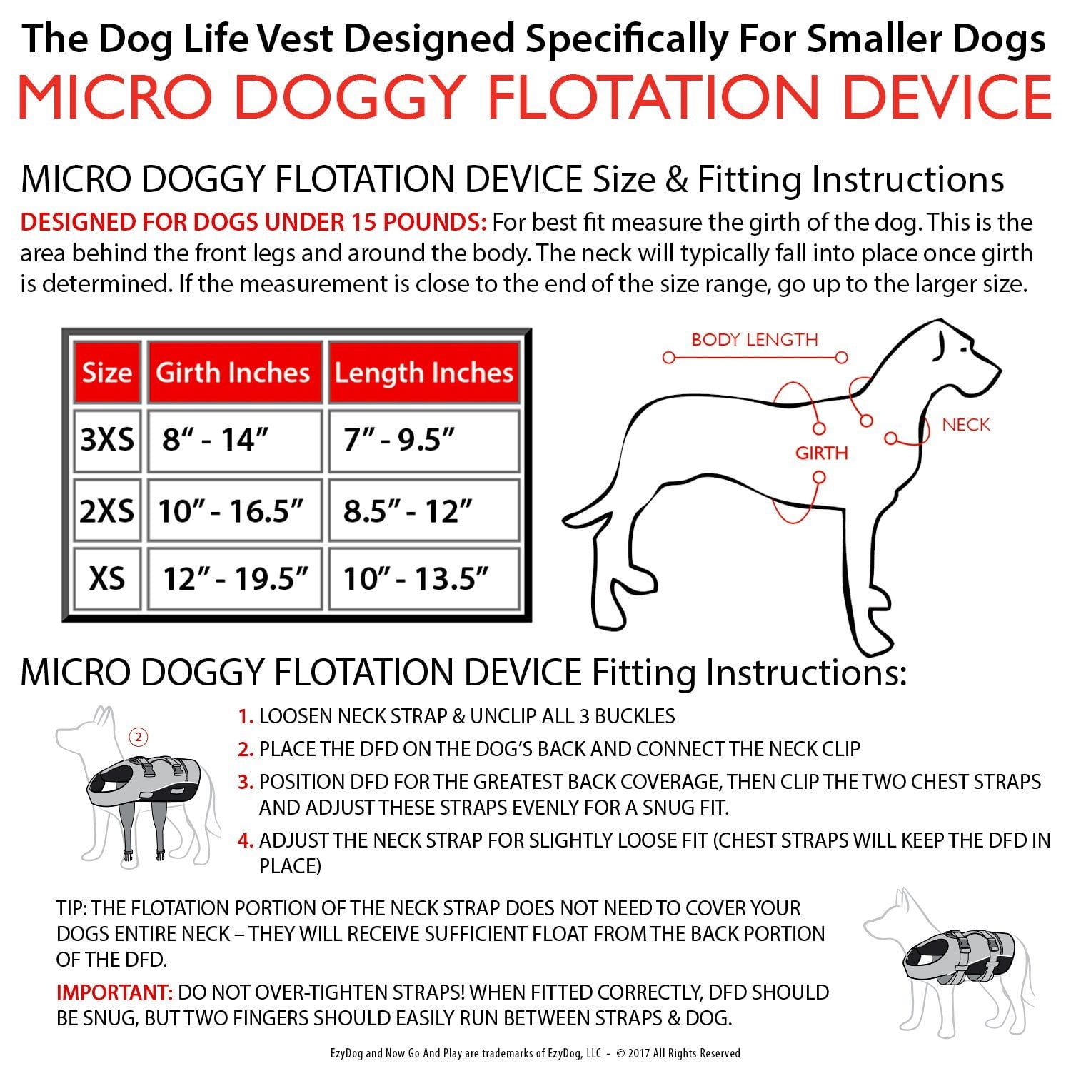 Dog Life Vest Size Chart