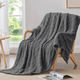 thumbnail image 5 of Sortora Gray Throw Blanket, Twin Size Plush Fluffy Couch Blanket, Soft Lightweight Cozy Bed Blankets for All Seasons - 280GSM Double-Sided 3D Knit, Machine Washable, 60"x80", 5 of 7