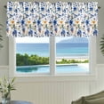 thumbnail image 3 of Blue Flowers Farmhouse Short Window Curtain Valances, Spring Watercolor Oil Painting Floral Plant Rod Pocket Kitchen Valances for Living Room Bedroom Bathroom Cafe 42" x 18", 3 of 8