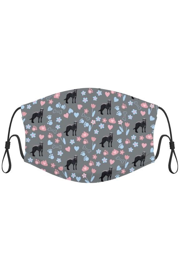 Cute Irish Wolfhound Dog Graphic Printed Cloth Face Masks Reusable Washable Adjustable for Child (5 PCS)