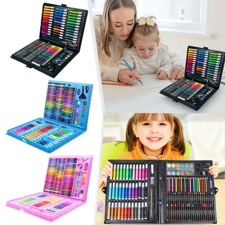 ABPWLY Toys 150-Piece Children's Art Set Watercolor Brush Board Painting Kit with Crayons Pencils Paper Gift for Kids Toys for Girls