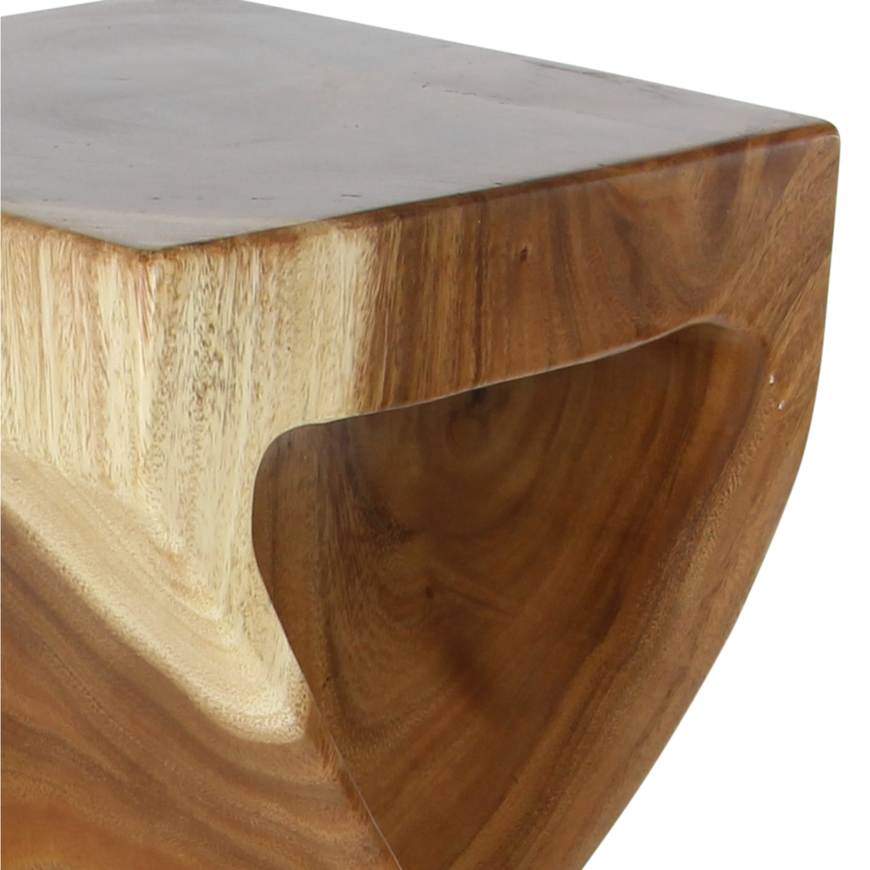 DecMode 12" x 25" Brown Suar Wood Handmade Accent Table with Spiral Base, 1-Piece
