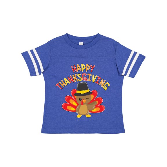 Inktastic Happy Thanksgiving Cute Turkey in Pilgrim Hat Boys or Girls Toddler T-Shirt
