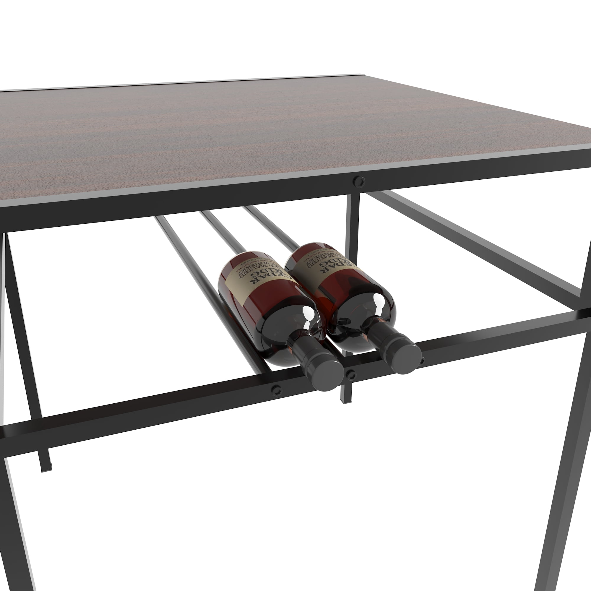 GARITIN 3 Piece Dining Table Set with 2 Chairs, Small Square Kitchen Table with Storage Rack for Small Space Apartment, Walnut