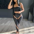 thumbnail image 2 of REORIAFEE Going out Outfits for Women Going out Outfits Women Sexy Elastic Outdoor Wrap Leggings Tops Pants Suit Black L, 2 of 8