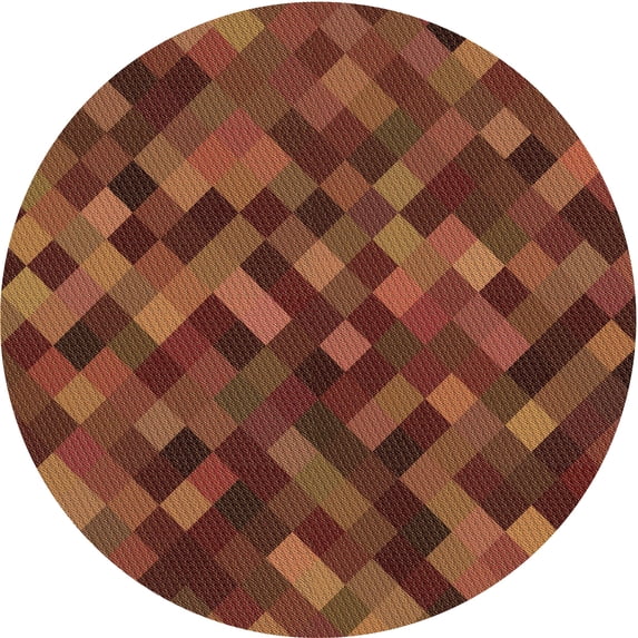 Ahgly Company Machine Washable Indoor Round Transitional Red Area Rugs, 5' Round