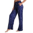 thumbnail image 4 of ZVNAΖH Pajama Pants for Women Clearance Cotton Lightweight Plus Size Elastic Drawstring Lounge Pants Printed Wide Leg Homewear Pants, Sizes S-3XL, 4 of 5