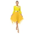 thumbnail image 4 of Raenseen Women's Color Block Liturgical Praise Dance Dress Flare Sleeve Chiffon Lyrical Worship Yellow S, 4 of 9