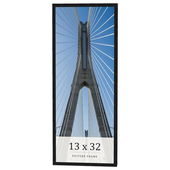 13x32 Frame Black Real Wood Picture Frame Width 0.75 inches | Interior Frame Depth 0.5 inches |