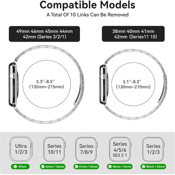 SHILIU-Compatible with Apple Watch Band 49mm for Men Women, Stainless Steel Metal iWatch Band with Case for Apple Watch Ultra/Ultra 3/2/1 (Silver, 49mm)