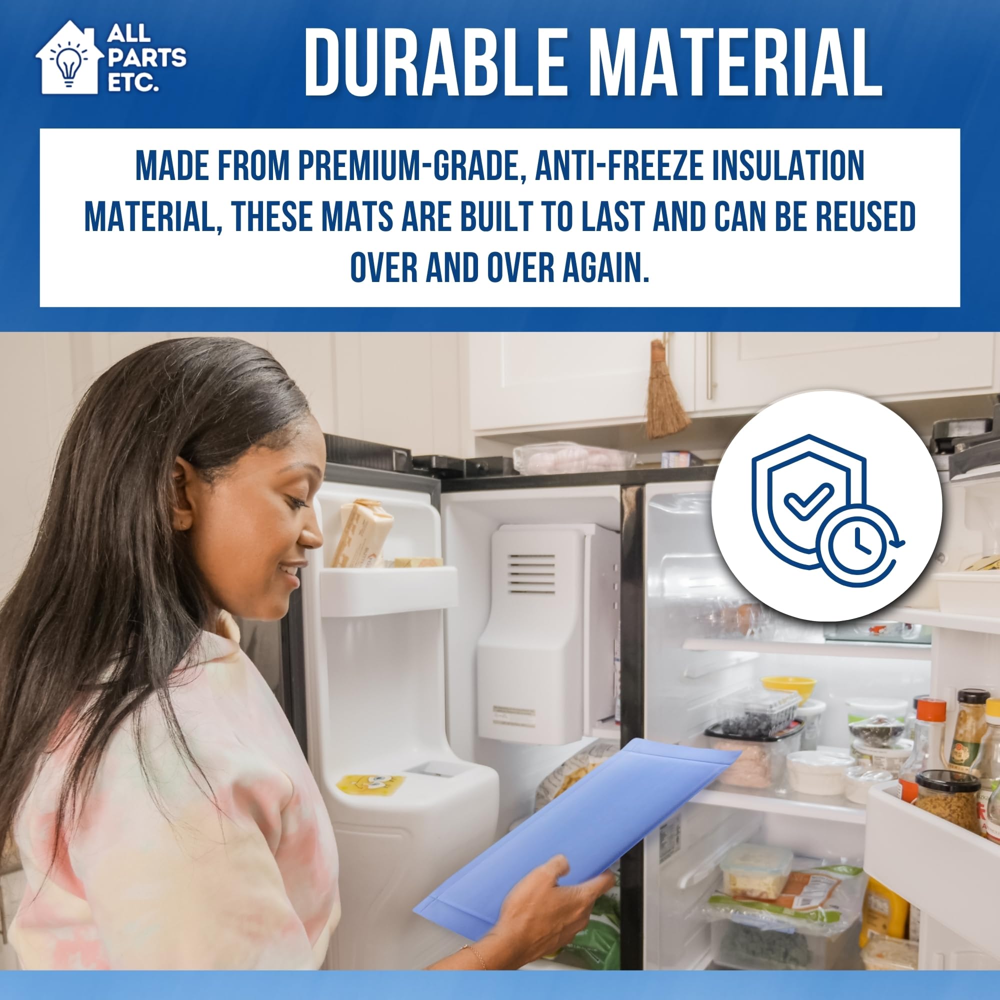 Anti-Frost Freezer Mat - No Frost Ice Prevention Liner Pads, Reusable Freezer Shelf Mats Kitchen Accessory Helps Prevent Ice Build-Up and Improve Airflow for Refrigerator, Fits Most fridges (4)