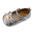 thumbnail image 3 of Viluyesy Girls’ Spring Summer Leather Flat Shoes – Soft Sole Comfortable Fashion Footwear with Bowknot Detail and Timeless Minimalist Design Silver Size 10.5, 3 of 9