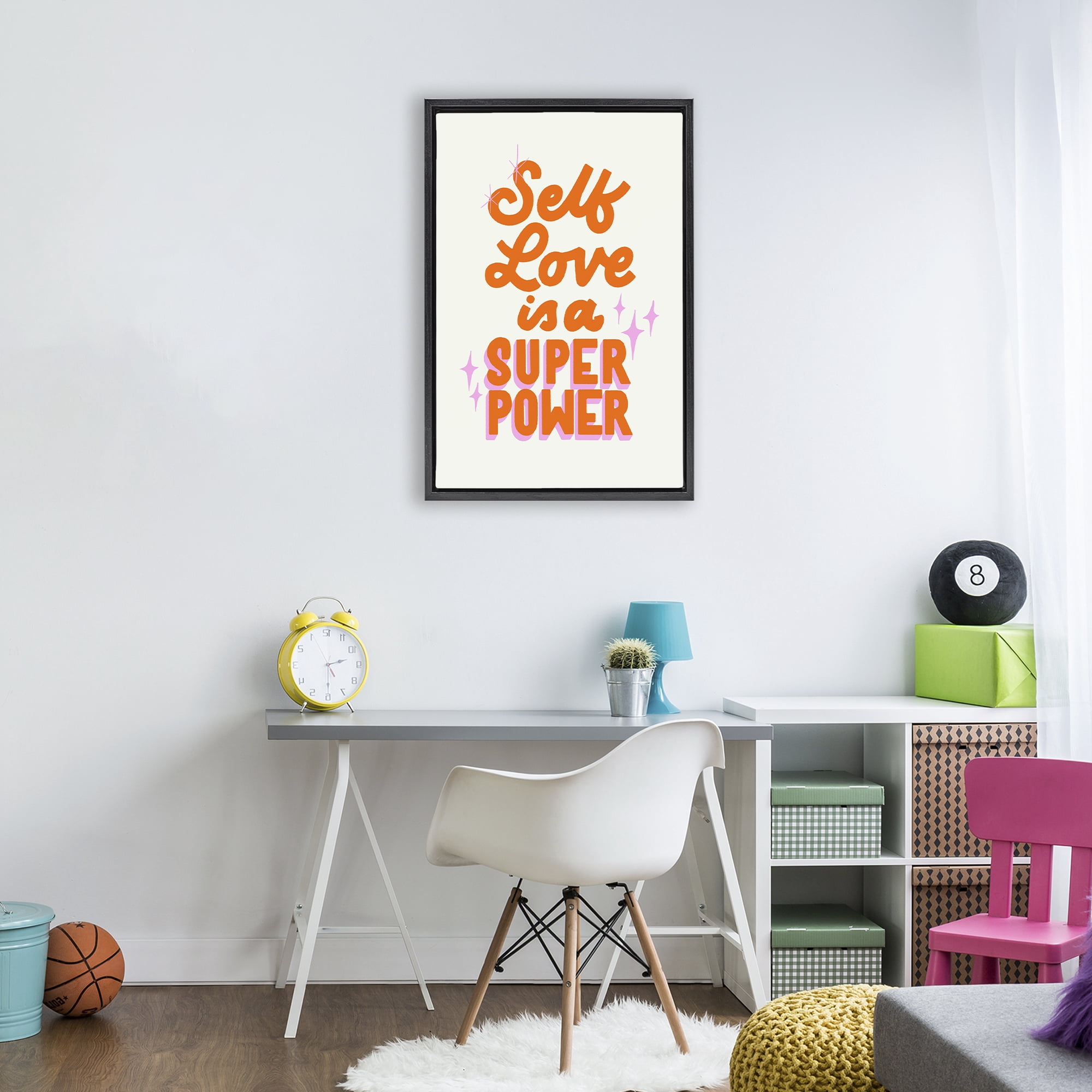 Stupell Industries Self Love Is Superpower Black Framed Floater Canvas Wall Art, design by Indira Prieto | IndySign