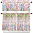 thumbnail image 2 of Kitchen Curtains Set, Spring Easter Kitchen Curtains and Valances Set, Pink Plaid Floral Botanical Easter Eggs Rod Pocket Tier Curtains 24 Inch Length for Cafe/Bedroom Windows, 2 of 6