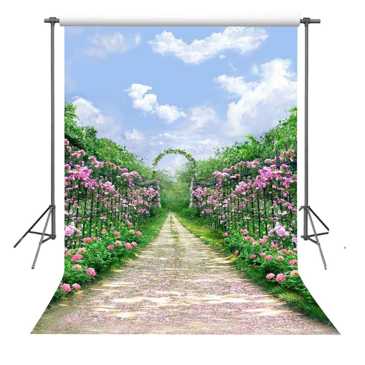 XDDJA Polyester Fabric 5x7ft Flower Garden Backdrop Wedding Photo Props Photography Background
