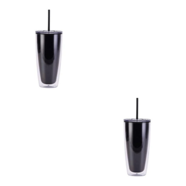 Naiovety Taza de café de doble pared con tapas, taza de paja, vaso para beber, aislado, reutilizable, 750ml, fiesta, regalo para el hogar, Type2 NO2